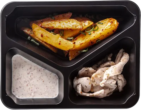 Kuracie plátky s omáčkou z bresaoly a pečenými zemiakmi